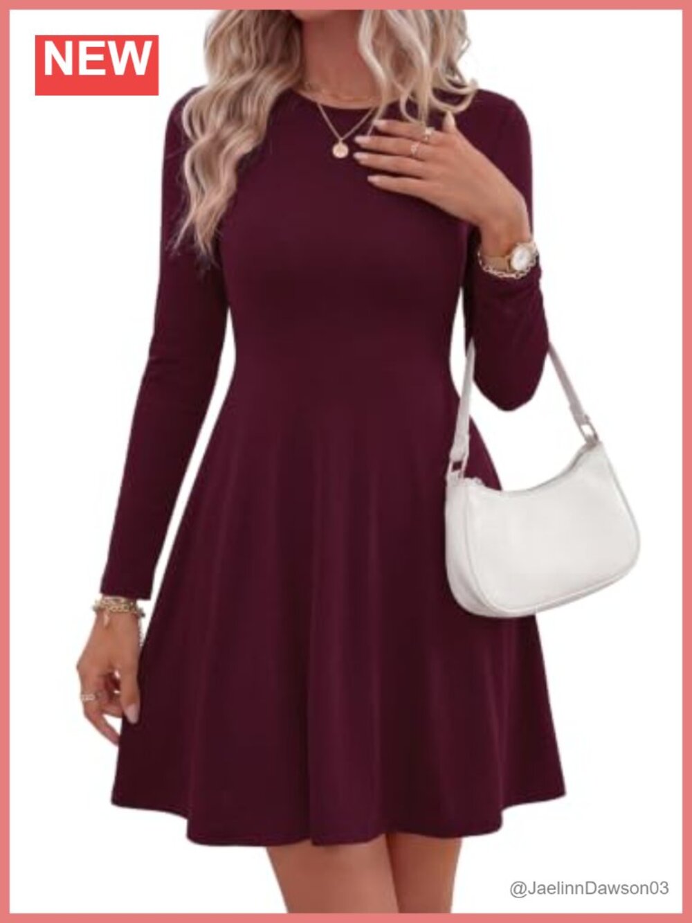 PRETTYGARDEN Long Sleeve Flowy Mini Dress with Back Tie Waist Fall